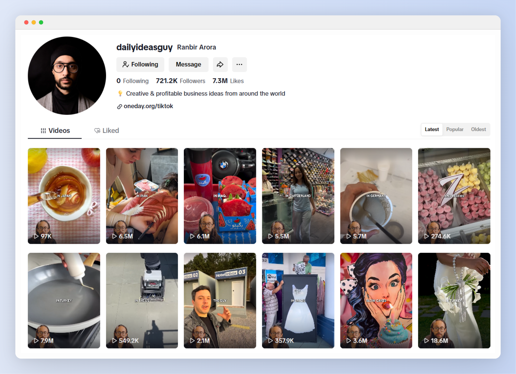 TikTok success metrics showing millions of views and followers